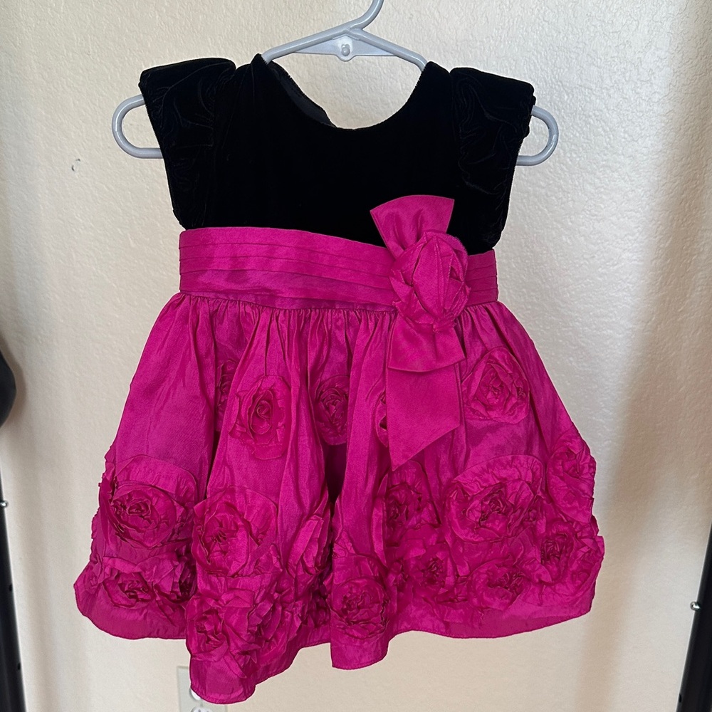 Bonnie Baby Fuchsia and Black Floral Dress
